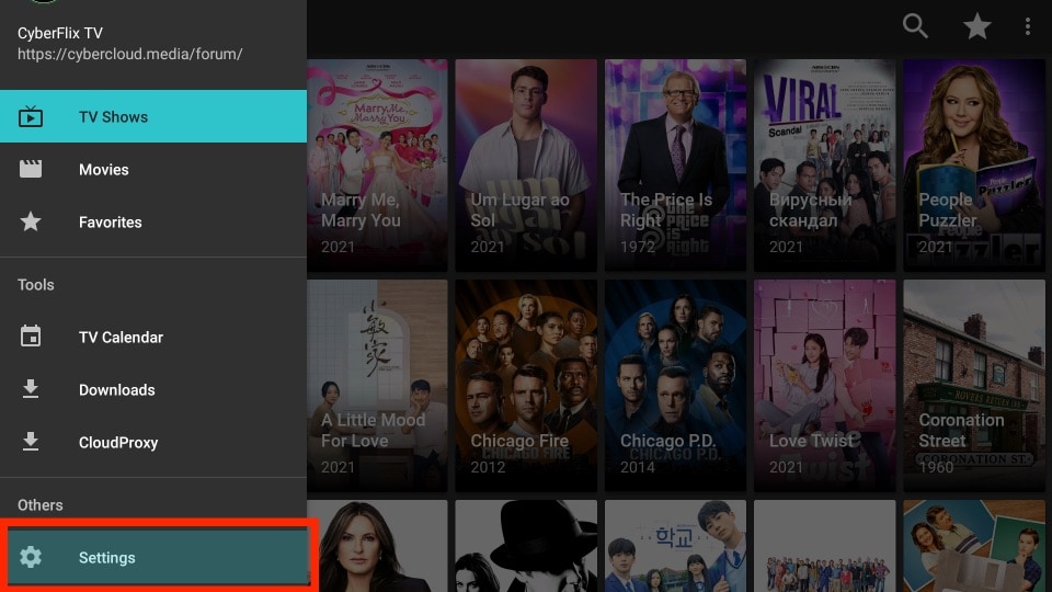 cyberflix tv settings