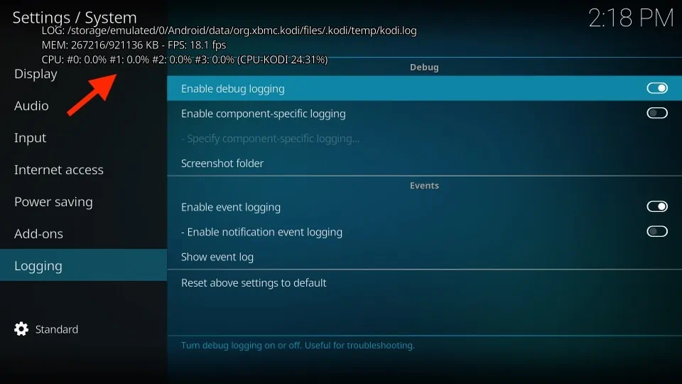 kodi Enable Debug Logging