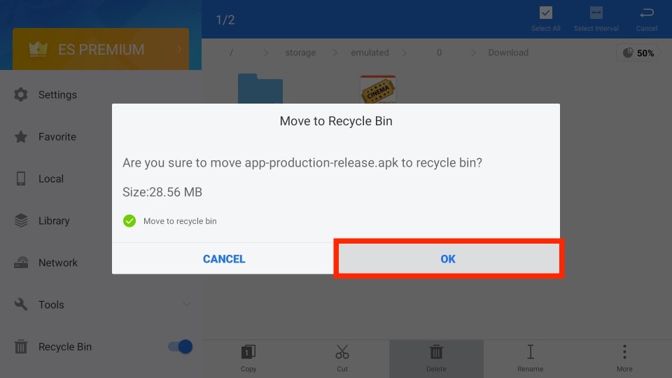 delete apk files on firestick using es file explorer