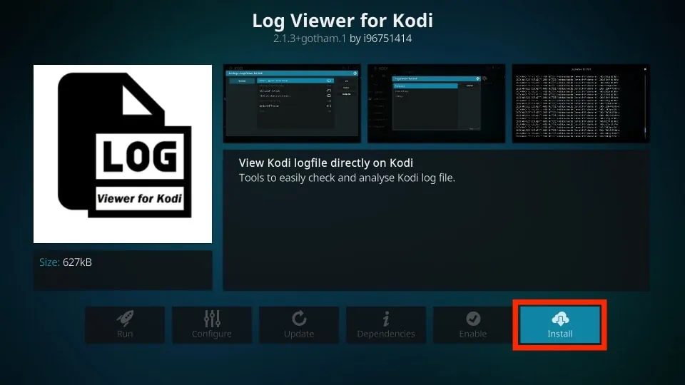 Kodi log viewer