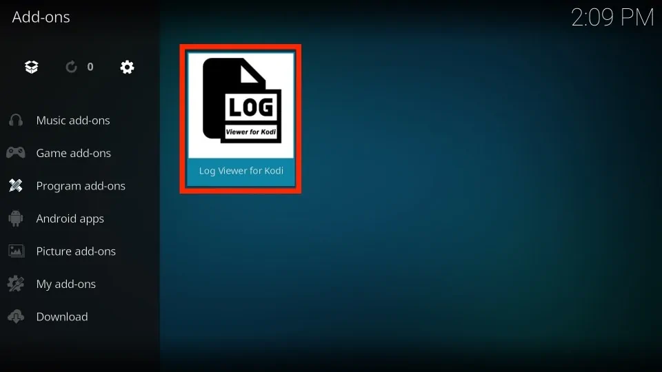 check the log for more information kodi error