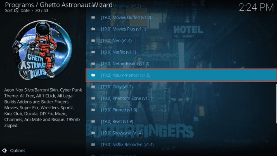 install neuromancer build on kodi