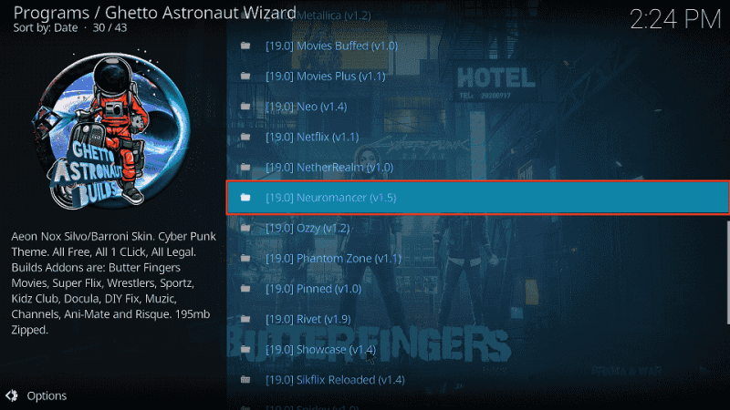 install neuromancer build on kodi