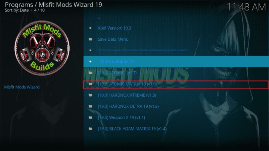 atomic build kodi