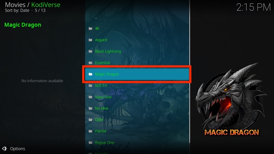 magic dragon kodi addon via kodiverse