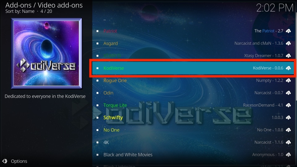 kodiverse kodi addon