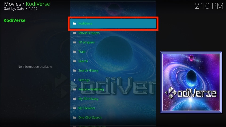 kodiverse kodi addon guide