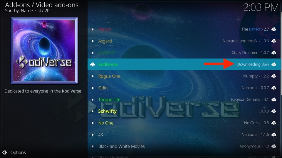 download kodiverse kodi addon