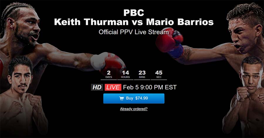 purchase ppv for thurman vs. barrios fight