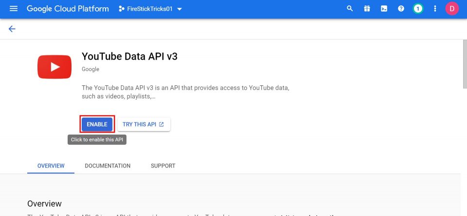 api key for youtube