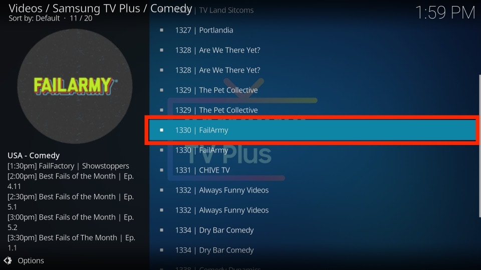 samsung tv plus kodi addon guide