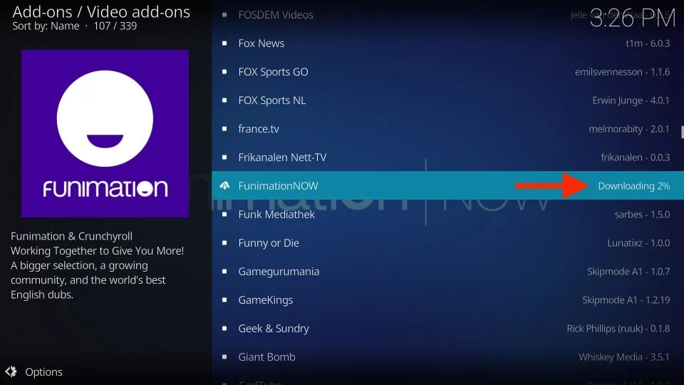 download funimation kodi