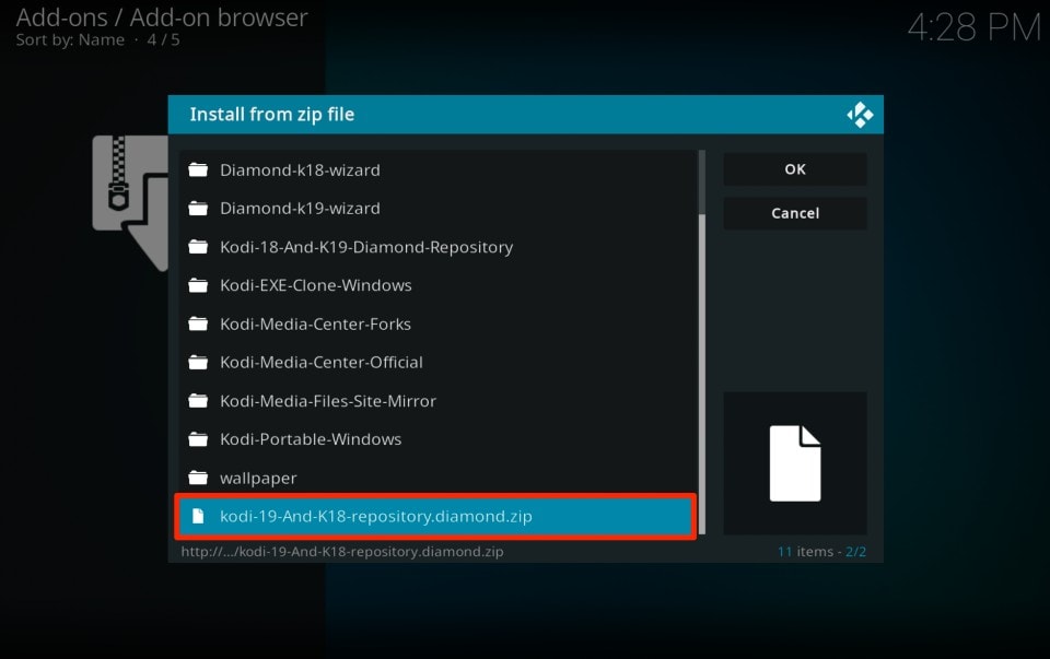 diamond repository zip file