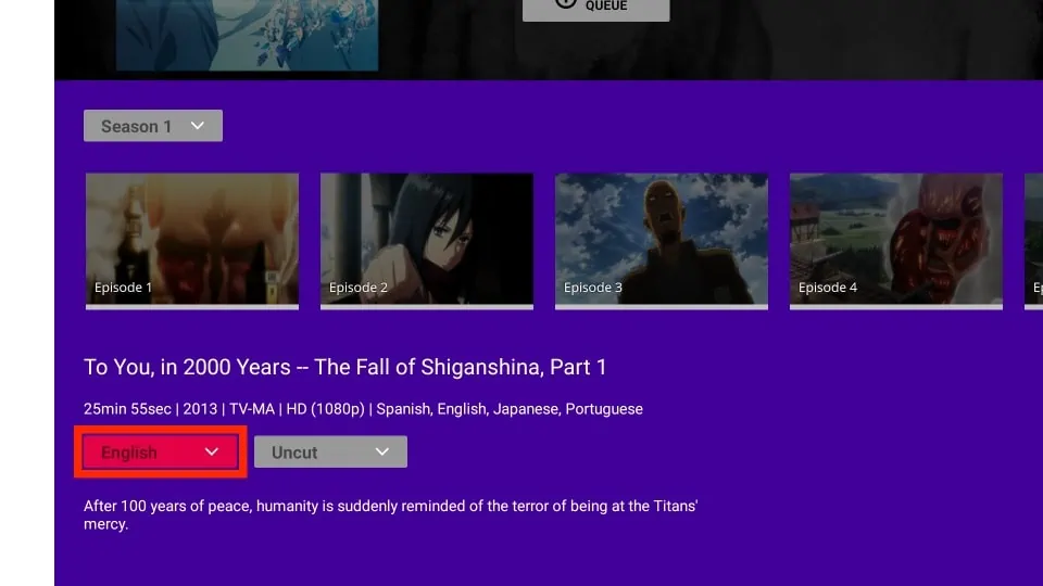 funimation select language