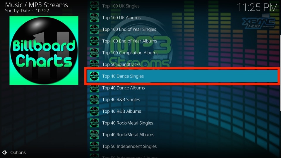 guide mp3 streams addon