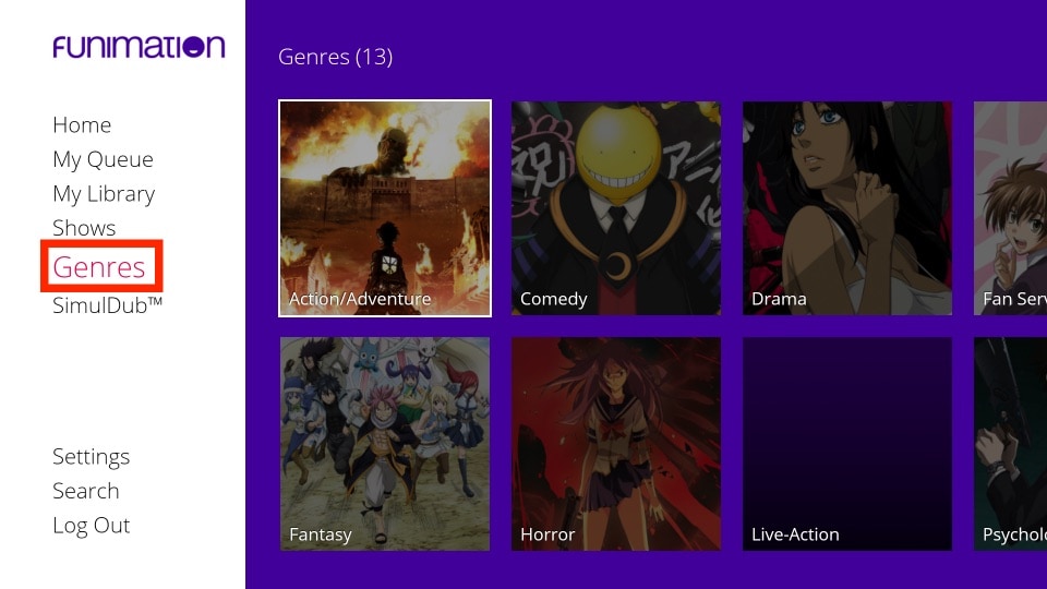 funimation genres