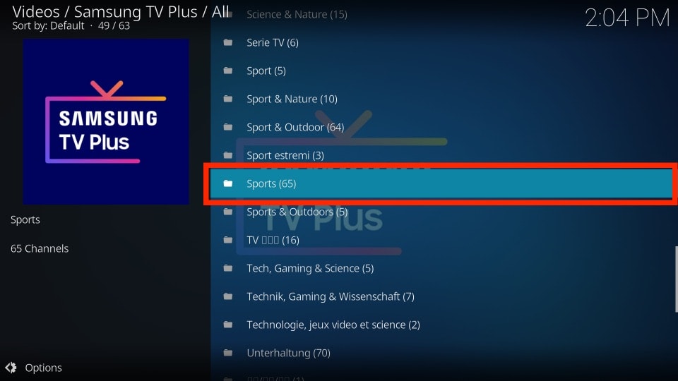 kodi samsung tv plus