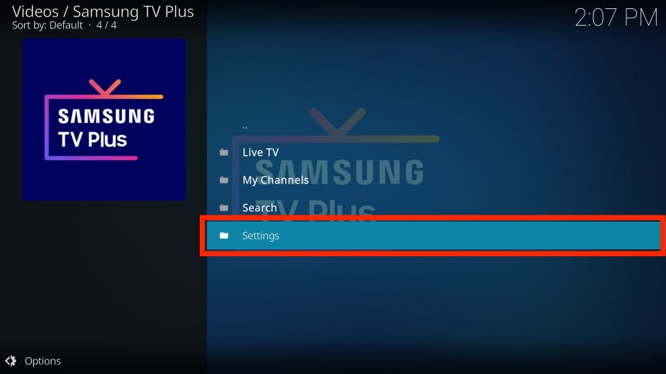 samsung tv plus settings