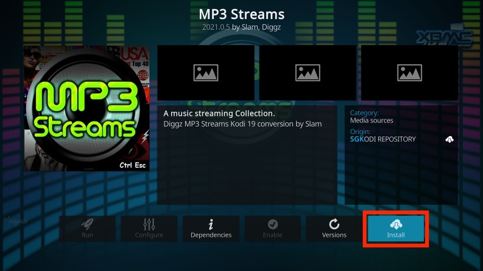 how to install mp3 streams kodi addon