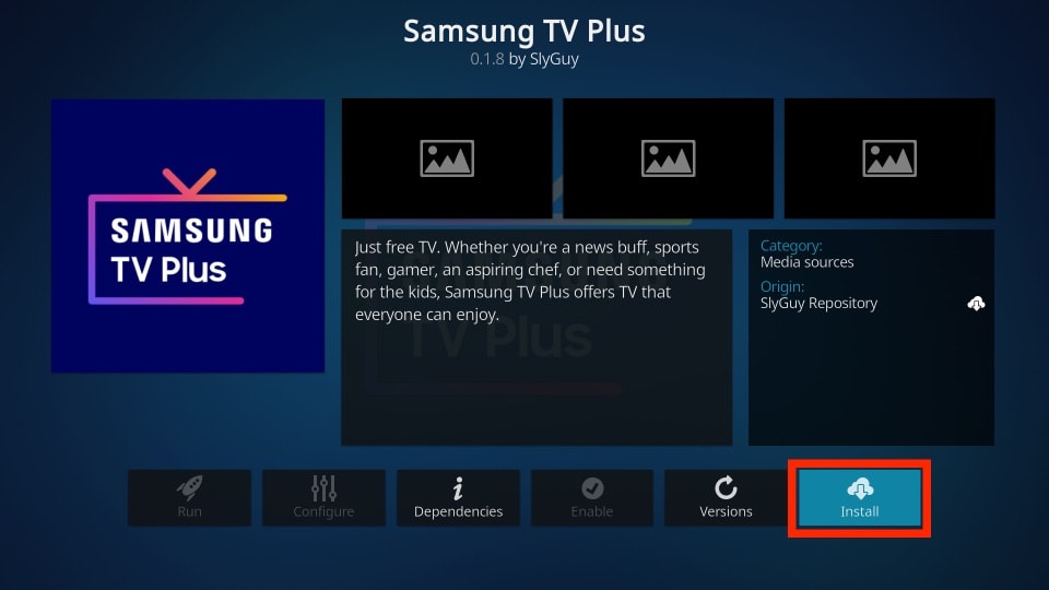 how to install samsung tv plus kodi addon