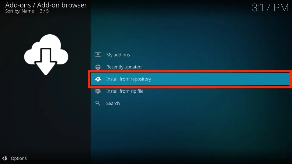 kodi install from repository