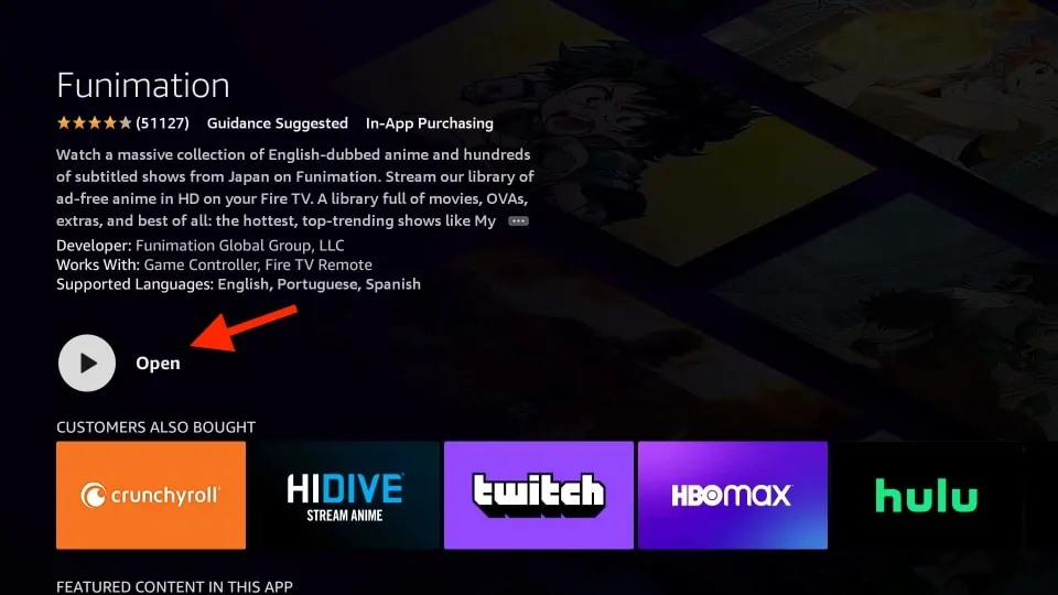 open funimation on firestick