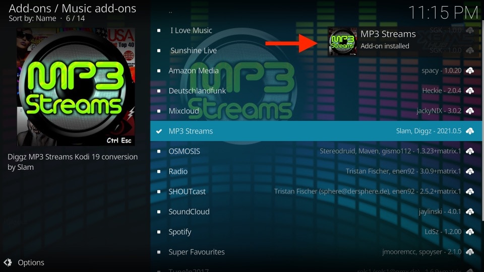addon mp3 streams