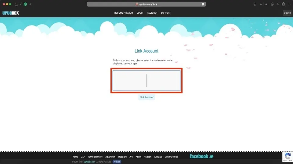entter uptobox code