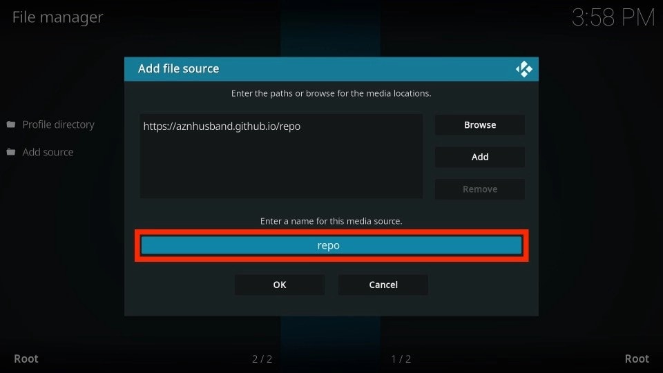 media source name