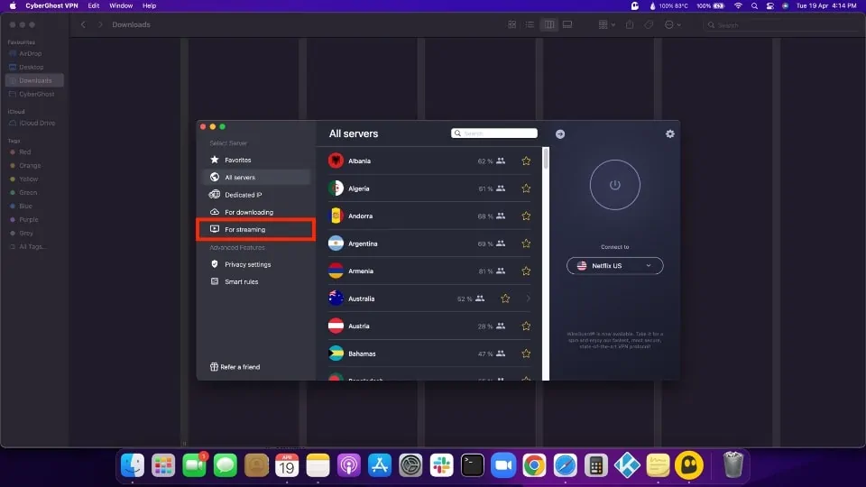 Select the For Streaming tab