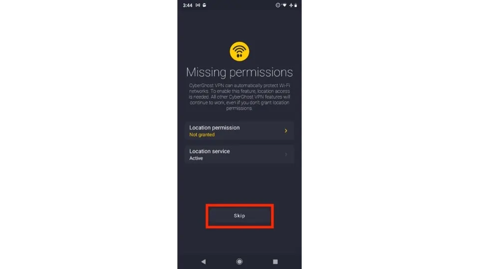 click on skip button