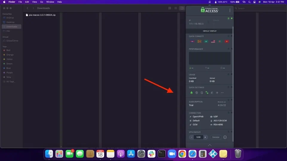 pia advanced settings