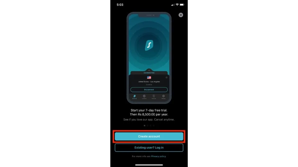 create account on surfshark