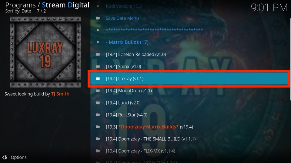 install luxray kodi build