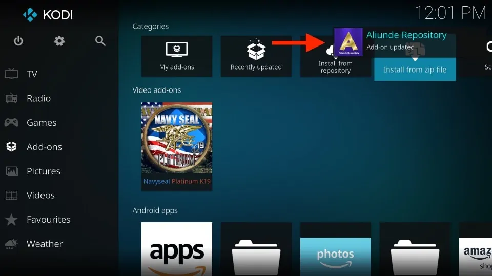 aliunde repository installed