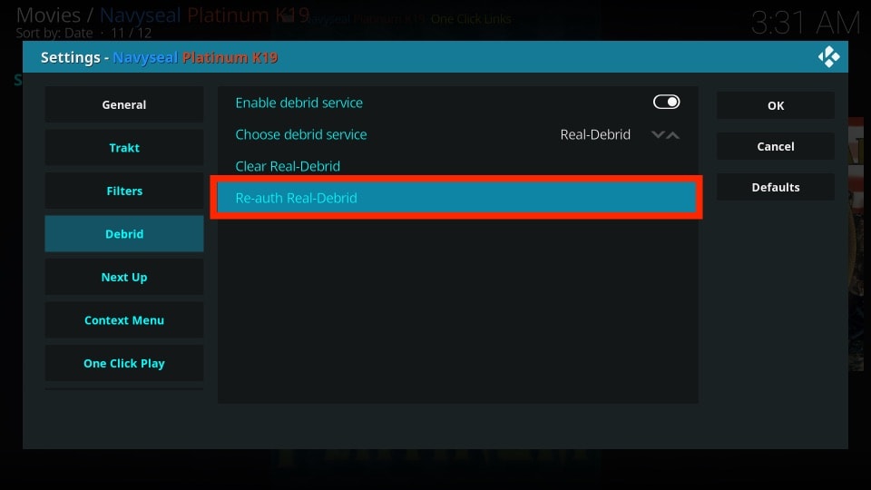 re-auth real debrid