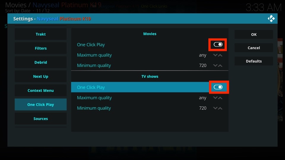 enable one click play