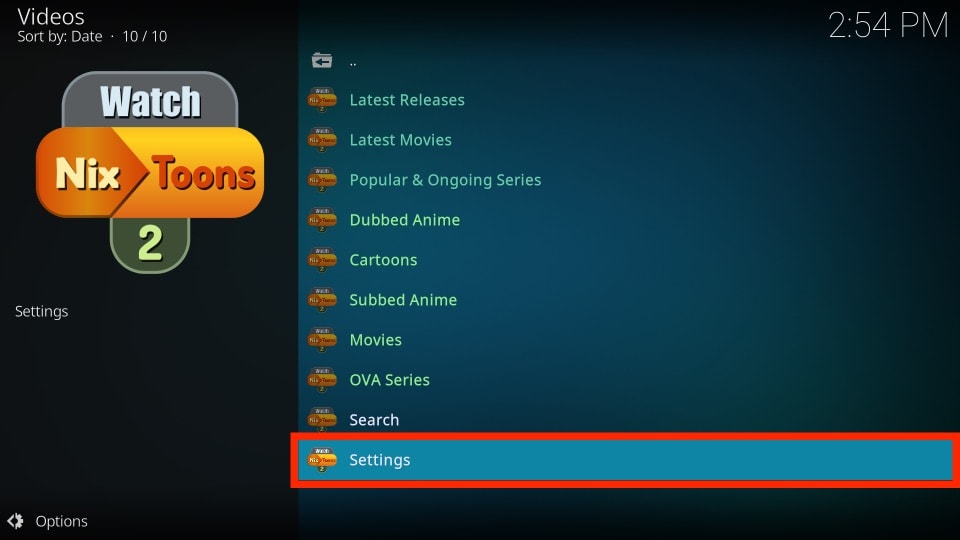 select settings section