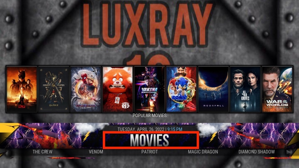 movies on luxray build 