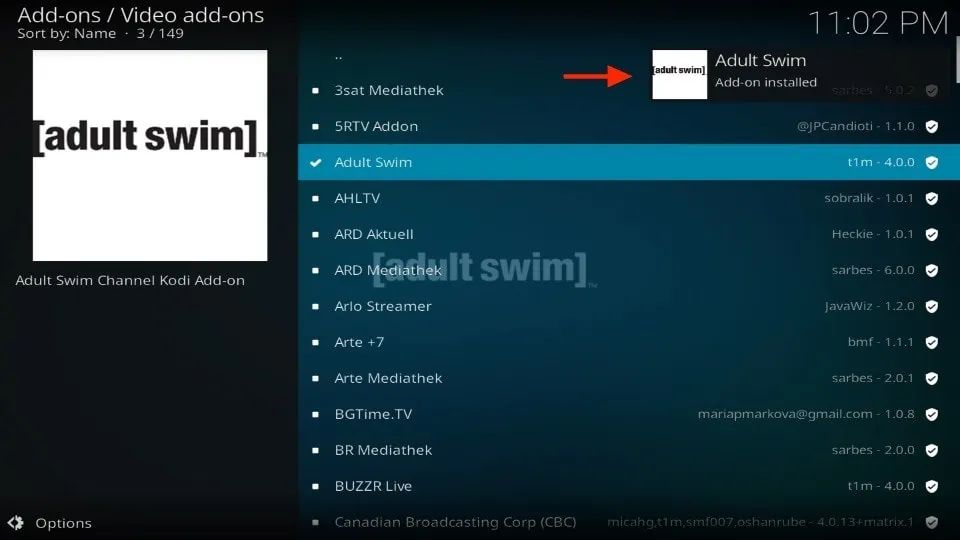 downloading adult swim kodi addon