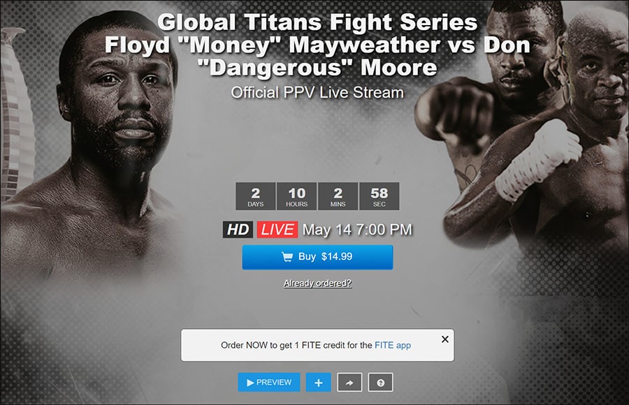 livestream mayweather vs. moore on firestick