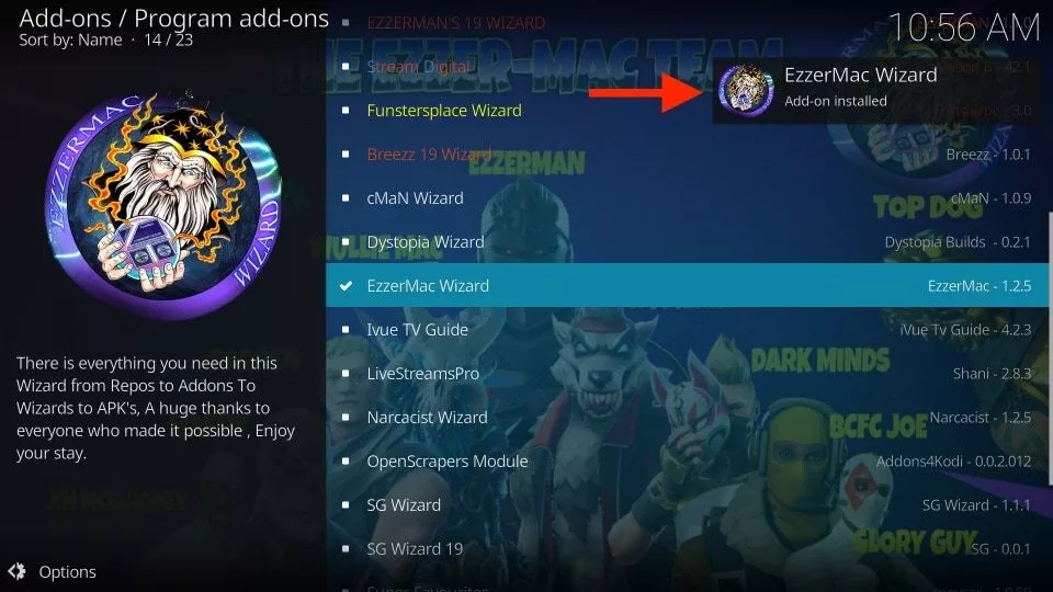 EzzerMac Wizard Add-on installed