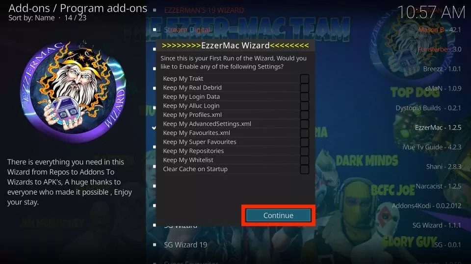 Click on Continue button