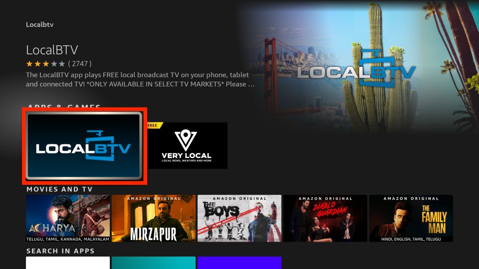 Click the LocalBTV
