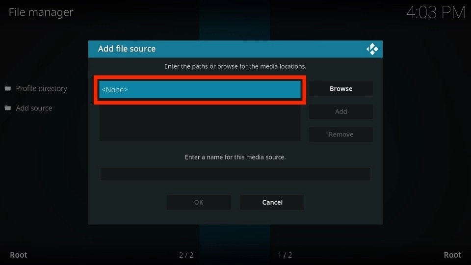 Click on the <None>