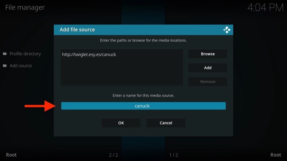 media source name