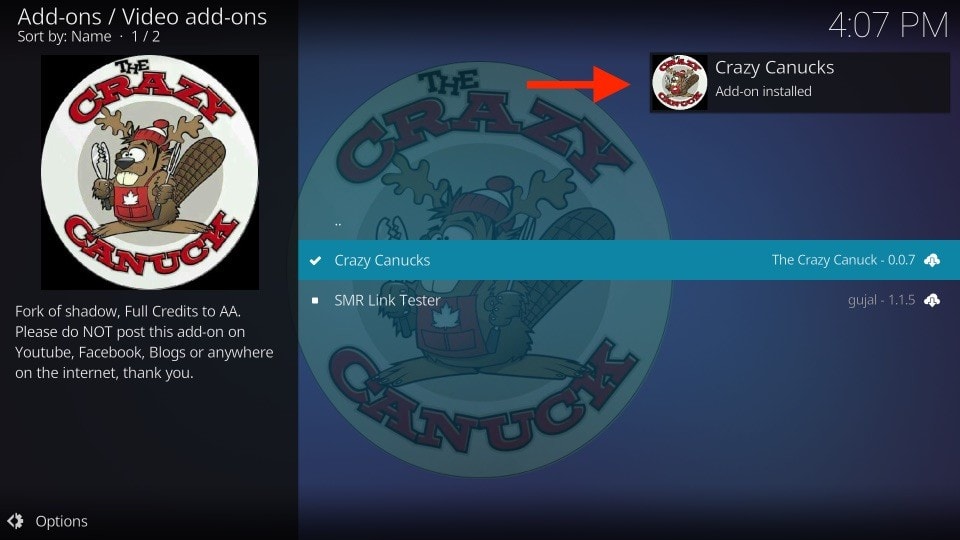 crazy canucks addon installed