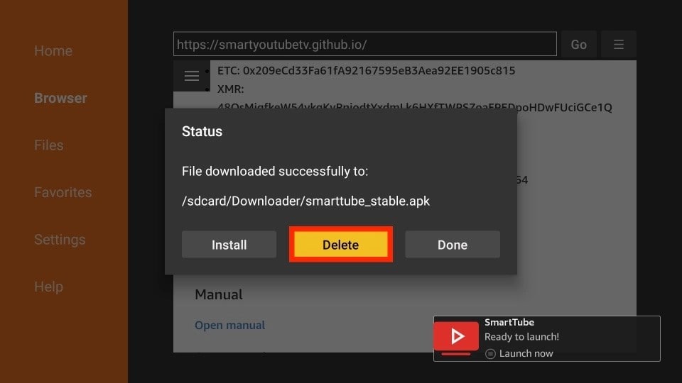 delete smart tube next apk files