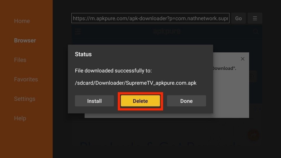 delete supreme tv apk files