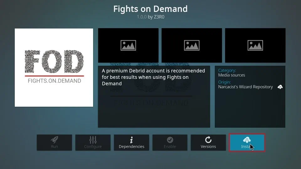 how to install fights on demand kodi addon